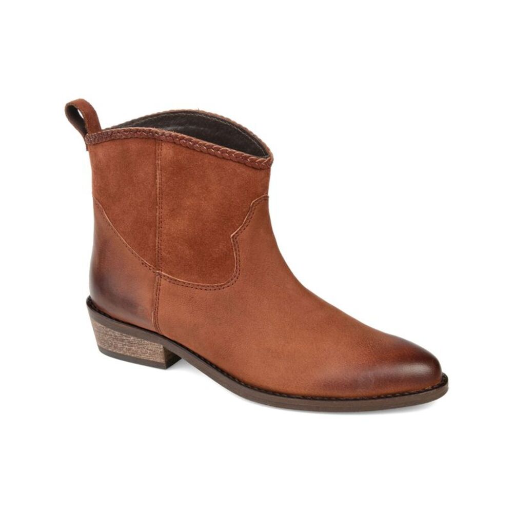NWT JOURNEE SIGNATURE Womens Brown Carmela Almond Toe Leather Western Boot 9